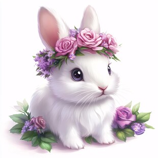小白兔与鲜花