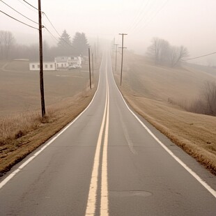 晨雾道路行