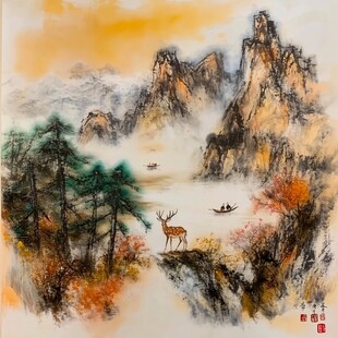 鹿晶瓷画