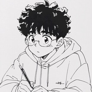 男生头像黑白稿