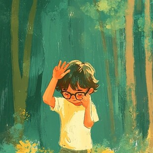 唯美小男孩插画