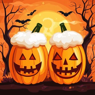 万圣节南瓜灯笼插画