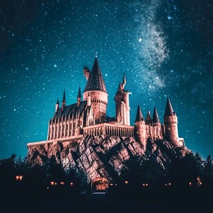 霍格沃茨城堡夜景
