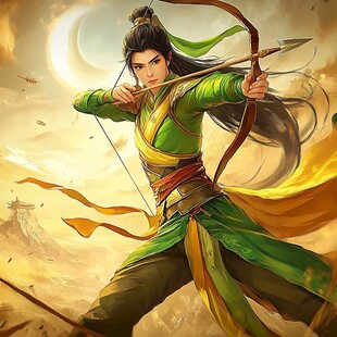 手绘侠客风大侠射箭