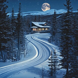 冬天雪屋积雪雪景