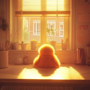 晒太阳的猫插画