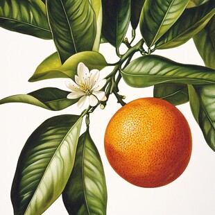 手绘橘子花