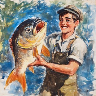 抱着鱼的人