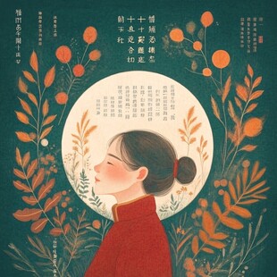 霜降节气插画女孩