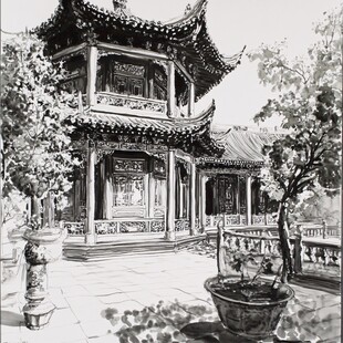 豫园手绘