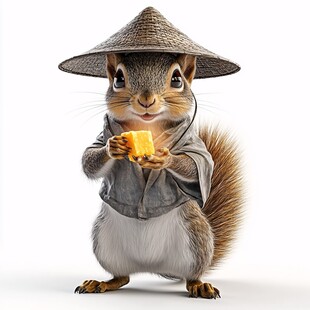 小松鼠厨师拿啤酒形象