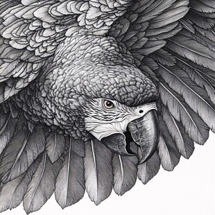 手绘鹰黑白创意挂画