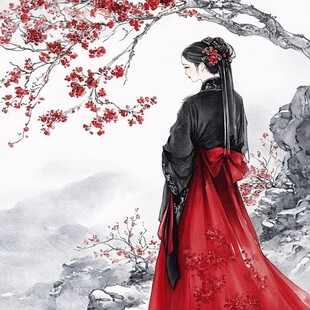 红衣少女设计古风