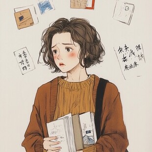 人物插画短发女生