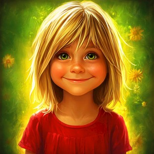 小女孩头像插画