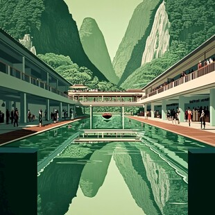 融水县风光插画