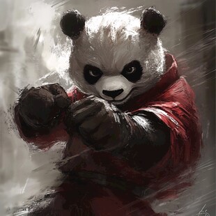 写实熊猫插画