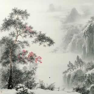 雪景山水画