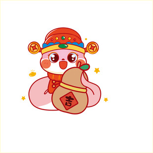 蛇年快乐卡通插画 