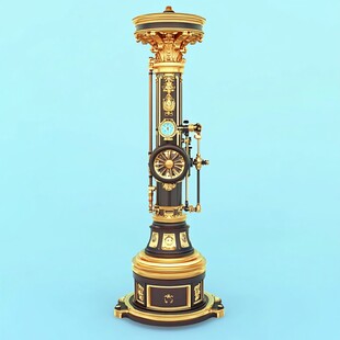 铜镀金珐琅升降塔钟