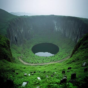 圆盆状火山口