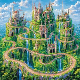 带走道的超现实城堡