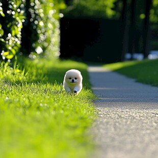 春天里的小比熊犬