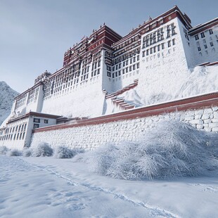 布达拉宫雪景