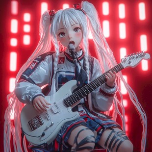 弹吉他个性女孩