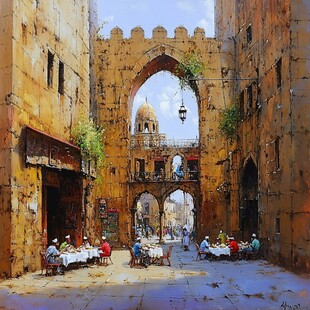 以色列城市水彩