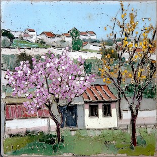 樱花树下的写生