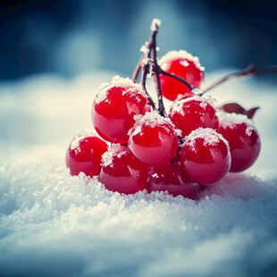 雪压红果