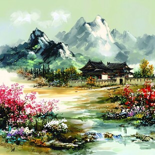 桃花源记古风山水插画