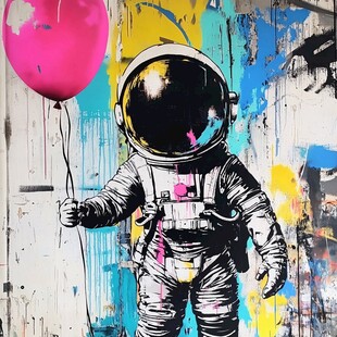 拿着气球的宇航员
