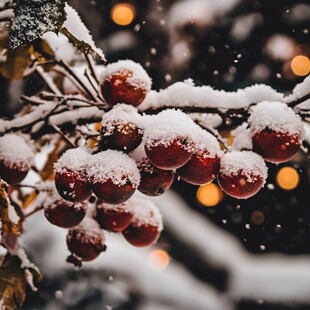 雪压红果