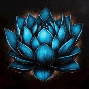 手绘金属质感荷花