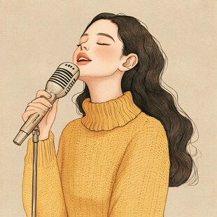 女歌手插画