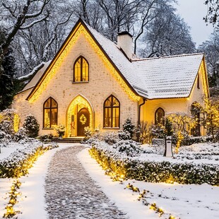 欧式建筑雪景