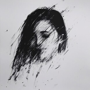 黑白人像抽象画