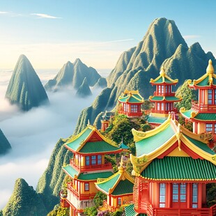 宫殿楼阁仙境仙人大殿