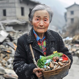 地震废墟下的母亲