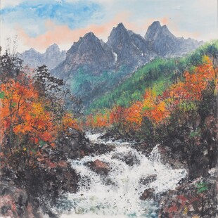 伏牛山主峰油画