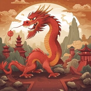 龙年扁平风插画