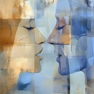 人脸色块拼接装饰画