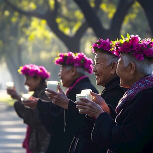 喝茶的市民