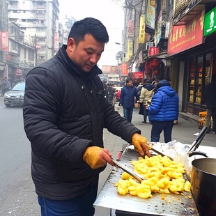 路边卖小吃的人