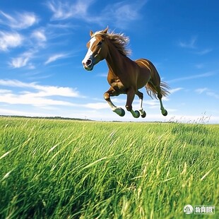 骏马蓝天白云背景图