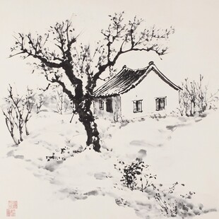 雪景水墨画