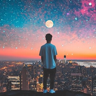 星辰大海男孩背影