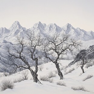 电脑绘画雪山